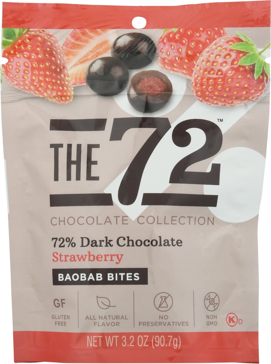 slide 7 of 9, The 72 Chocolate Collection 72% Dark Chocolate Strawberry Baobab Bites 3.2 oz, 3.2 oz