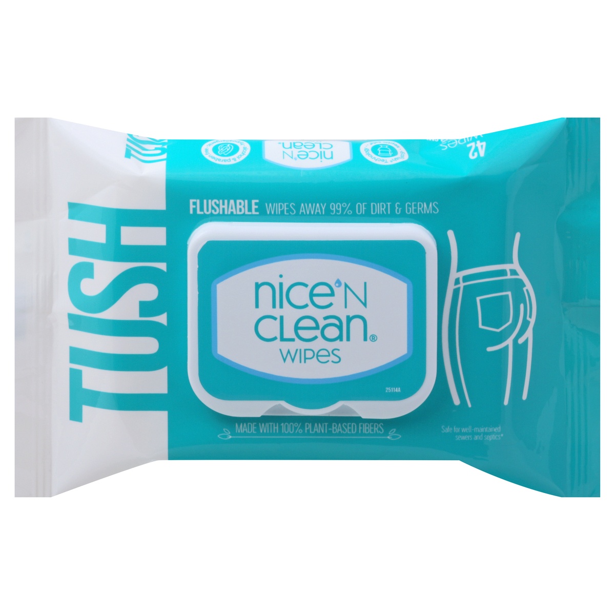 slide 1 of 1, Nice 'n Clean Flushable Moist Wipes with Aloe & Vitamin E, 42 ct