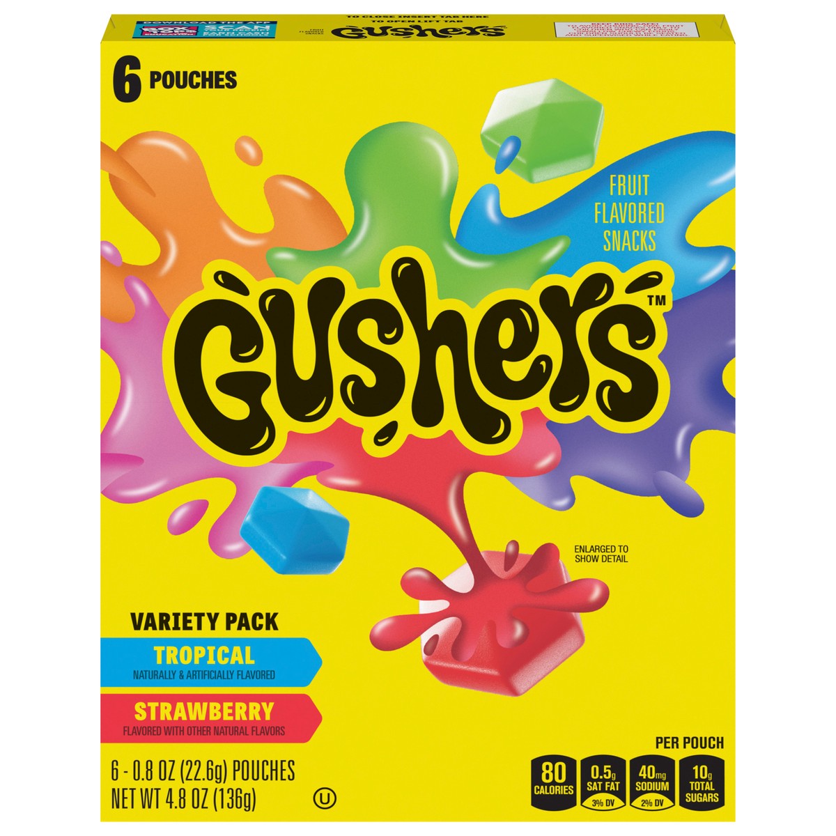 slide 1 of 9, Fruit Gushers Fruit Flavored Snacks, Strawberry Splash and Tropical, 6 ct, 6 ct