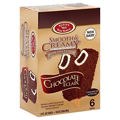 slide 1 of 1, Klein's Real Kosher Smooth & Creamy Frozen Dessert - Chocolate Eclair, 6 ct; 3 oz