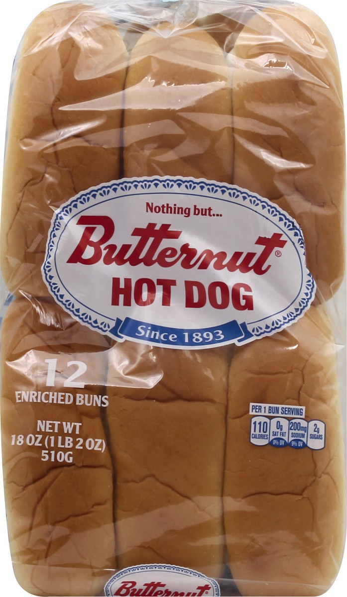 slide 5 of 13, Butternut Hot Dog Enriched Buns 12 ea, 18 oz