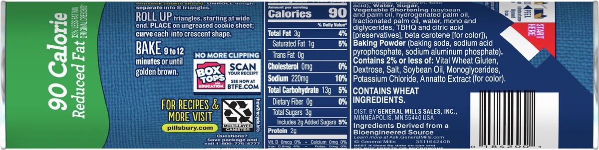 slide 7 of 13, Pillsbury Crescent Rolls, Reduced Fat Refrigerated Canned Pastry Dough, 8 Rolls, 8 oz, 8 ct