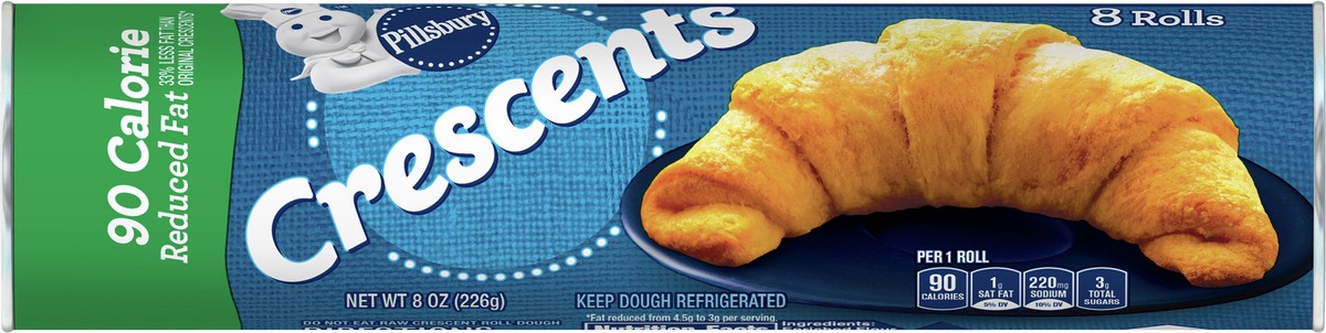 slide 4 of 13, Pillsbury Crescent Rolls, Reduced Fat Refrigerated Canned Pastry Dough, 8 Rolls, 8 oz, 8 ct