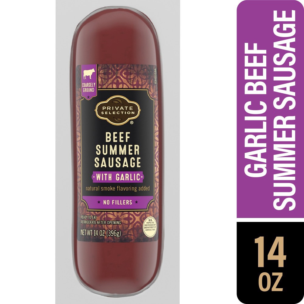 slide 3 of 3, Private Selection Garlic Beef Summer Sausage, 14 oz