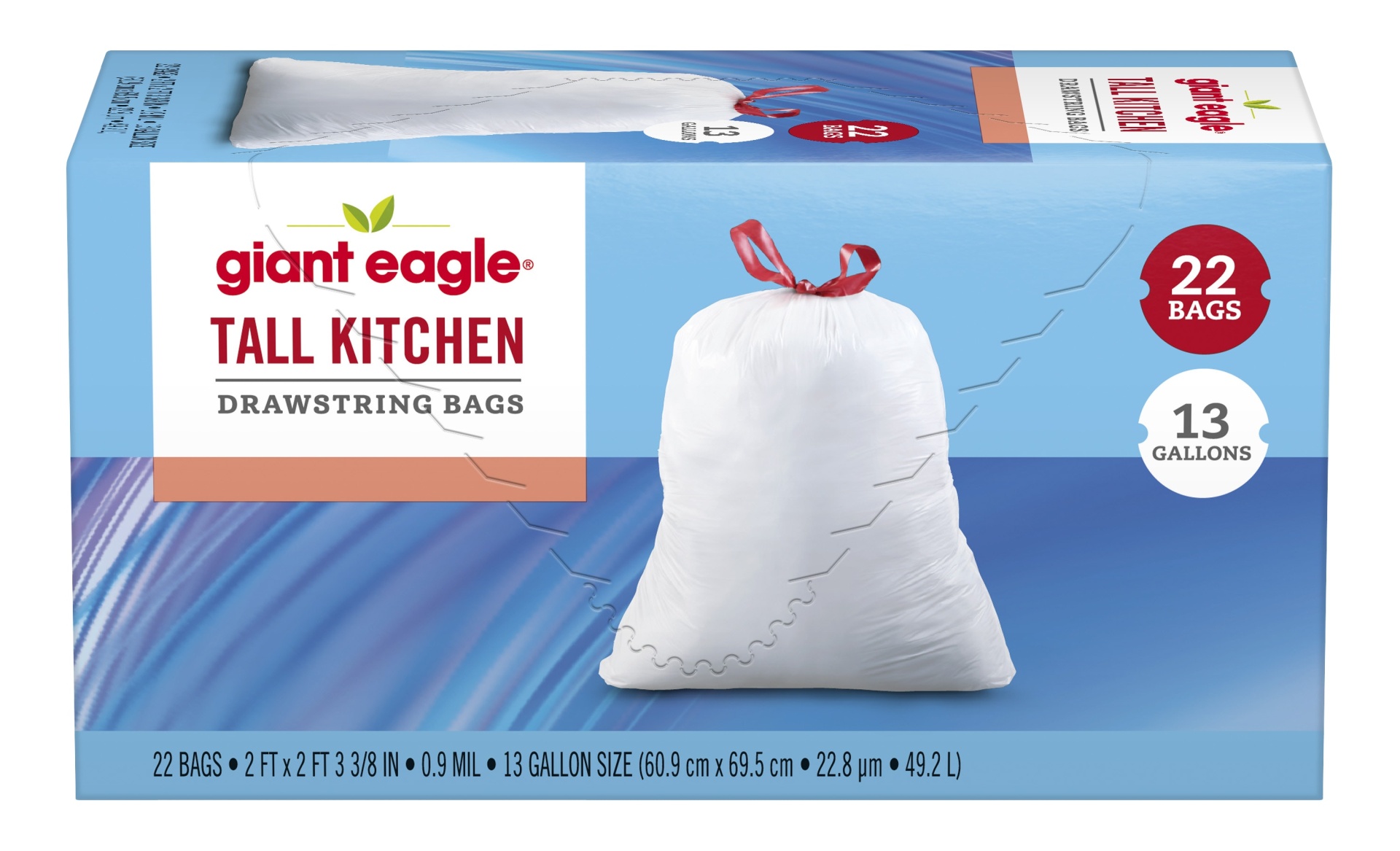 slide 1 of 1, Giant Eagle Tall Kitchen Drawstring Trash Bags, 22 ct