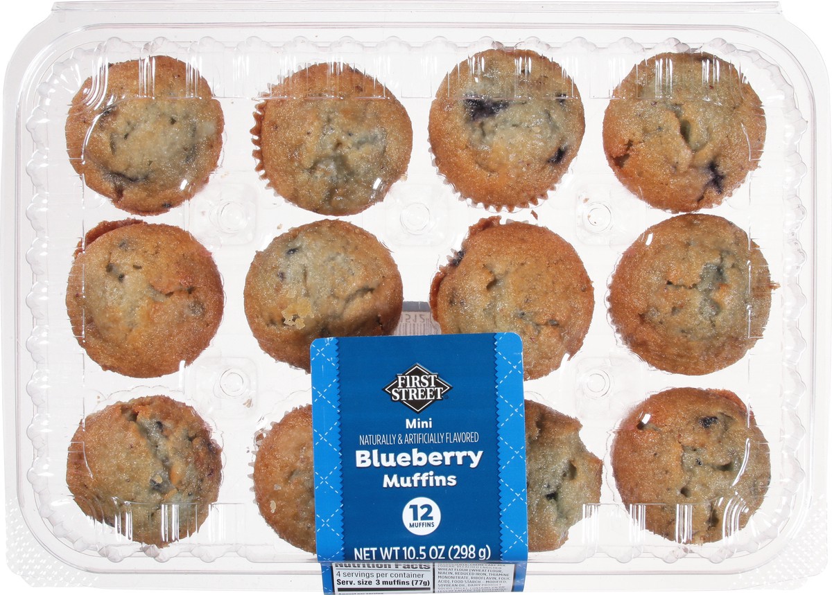 slide 8 of 12, First Street Fs Blueberry Mini Muffin, 10.5 oz