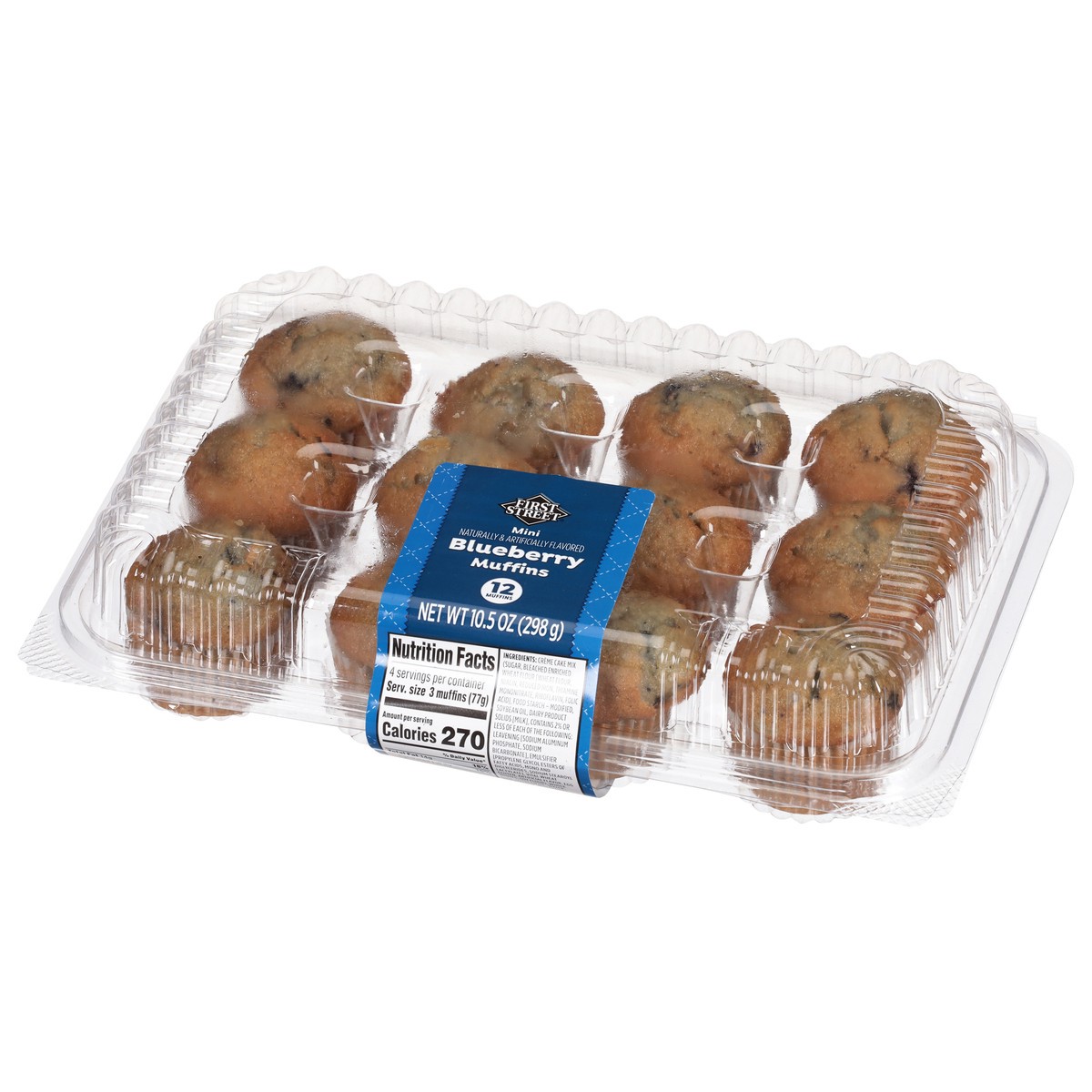slide 3 of 12, First Street Fs Blueberry Mini Muffin, 10.5 oz