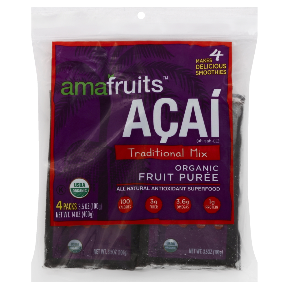 slide 1 of 1, Amafruits Acai Puree Energy Mix w/ Guarana, 14 oz