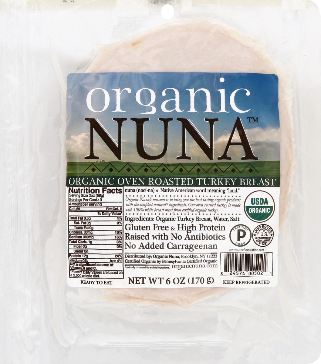 slide 3 of 10, Organic Nuna Organic Oven Roasted Turkey Breast 6 oz, 6 oz