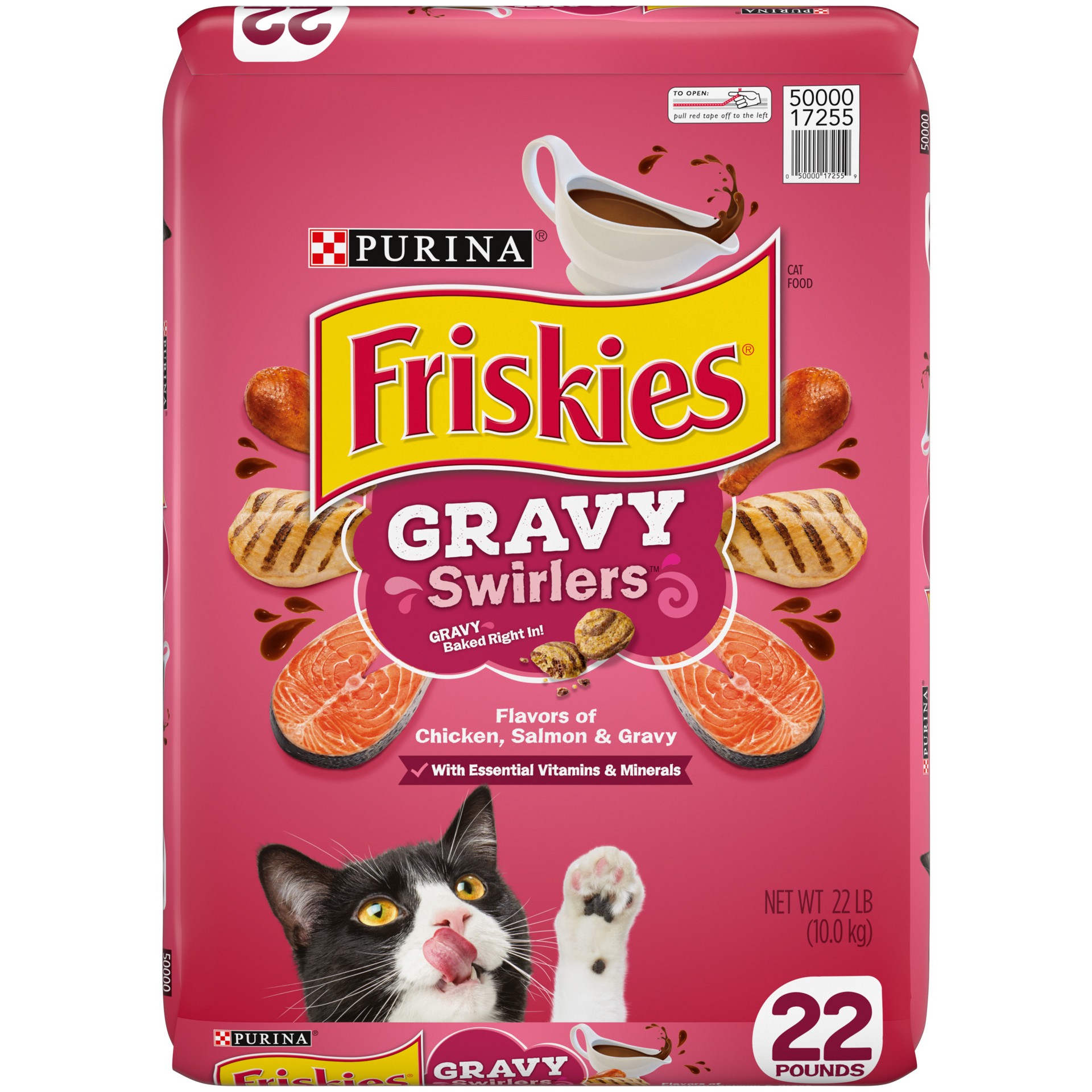 slide 1 of 9, Friskies Purina Friskies Dry Cat Food, Gravy Swirlers, 22 lb