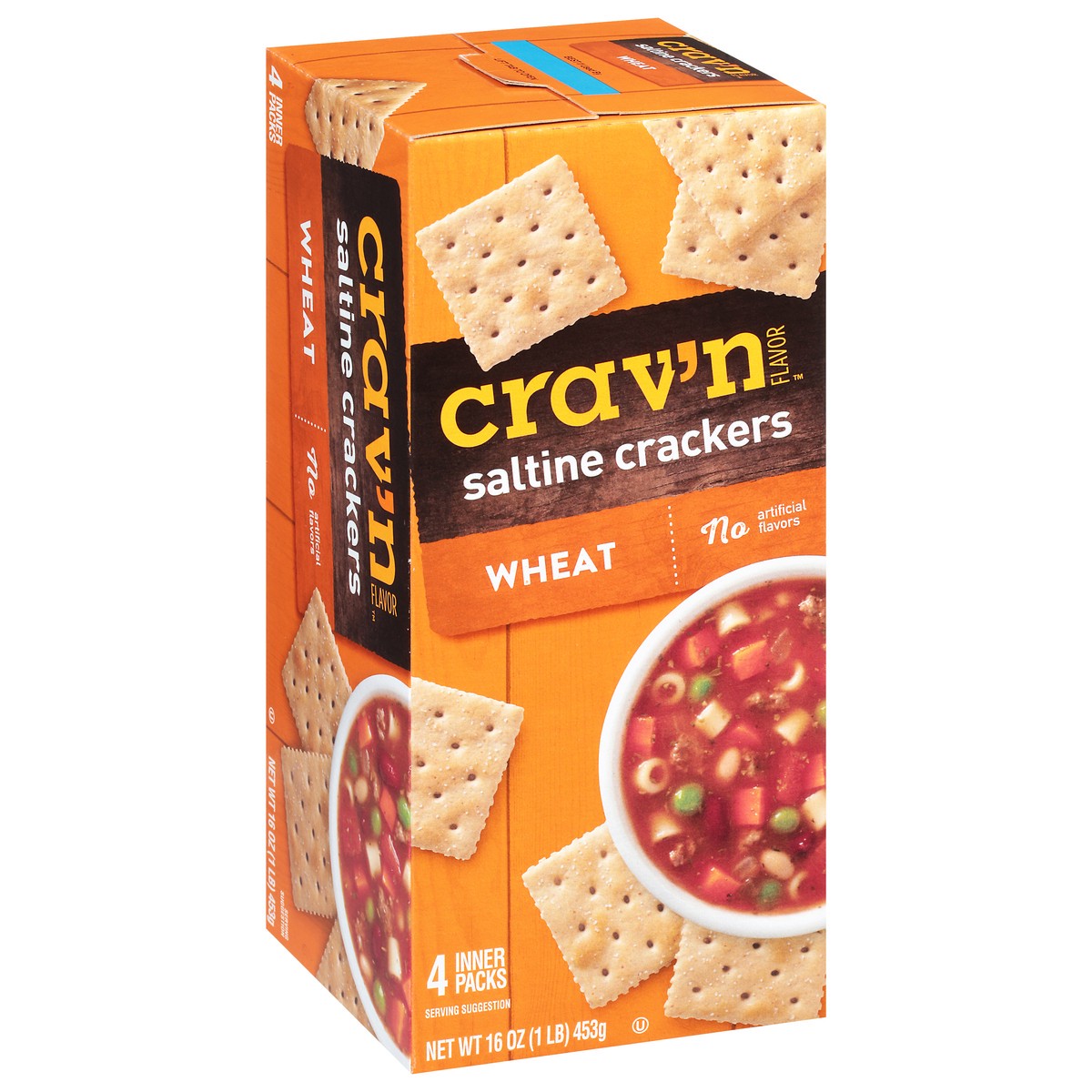 slide 4 of 9, Crav'n Flavor 4 Inner Packs Wheat Saltine Crackers 4 ea, 4 ct