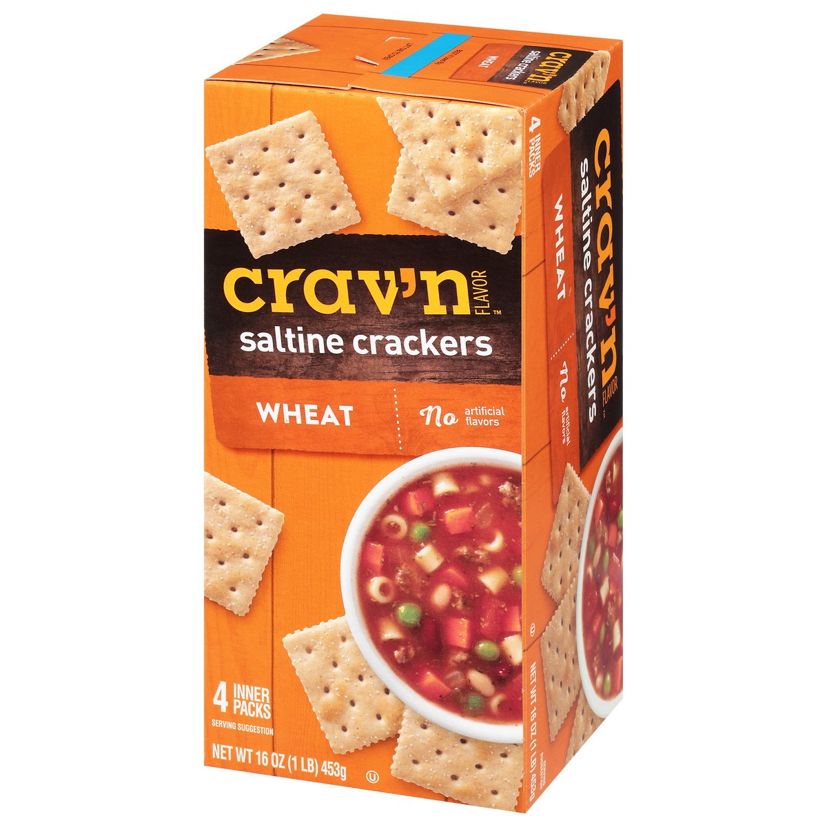slide 2 of 9, Crav'n Flavor 4 Inner Packs Wheat Saltine Crackers 4 ea, 4 ct