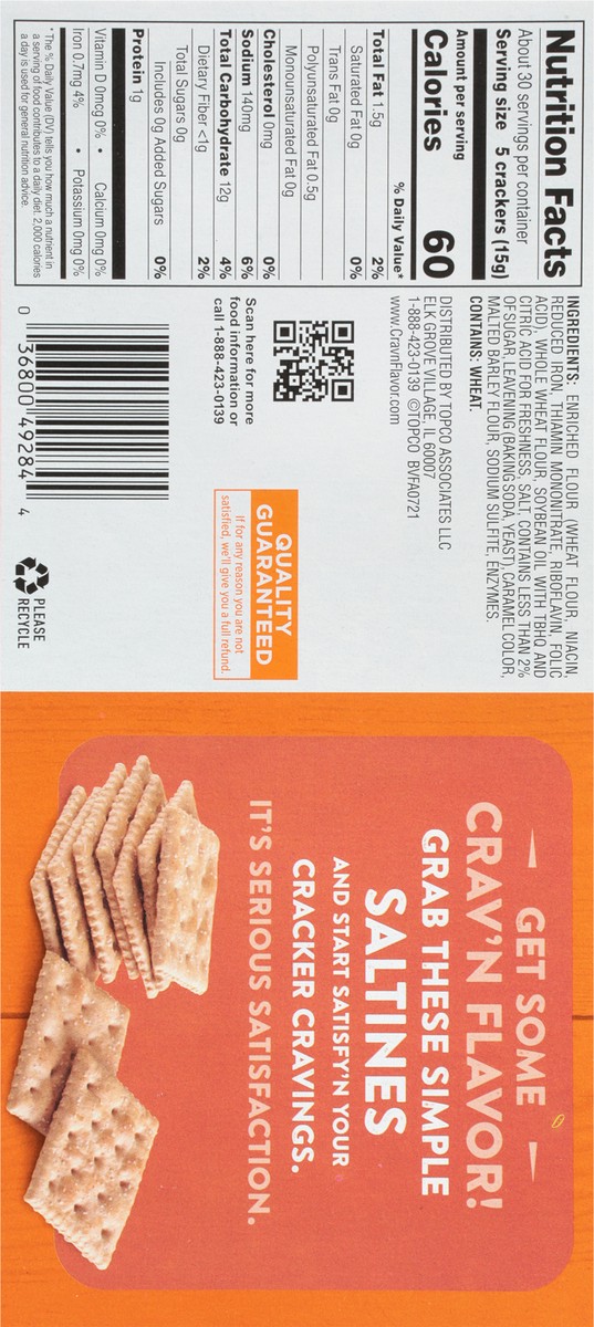 slide 9 of 9, Crav'n Flavor 4 Inner Packs Wheat Saltine Crackers 4 ea, 4 ct