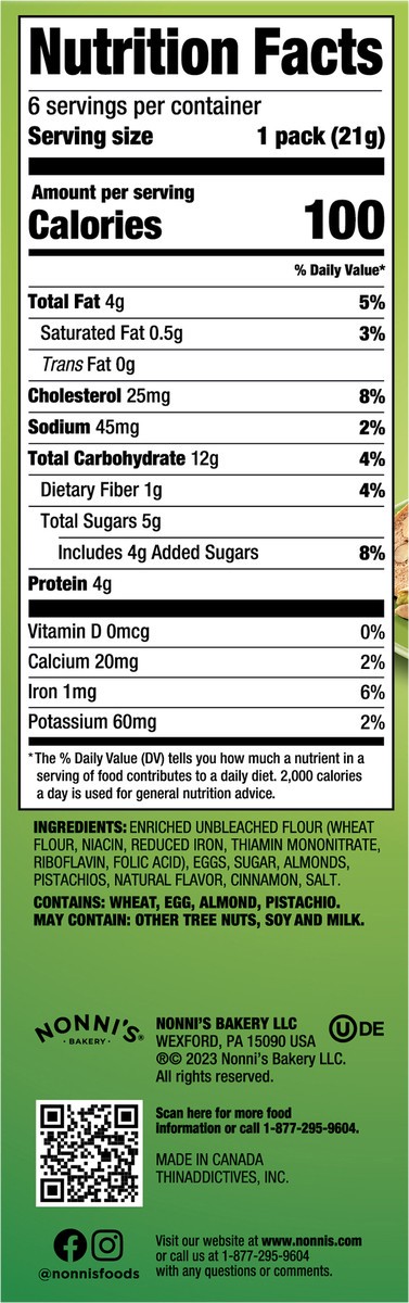 slide 3 of 8, Nonni's THINaddictives Pistachio Almond Cookie Crisps, 6-count carton 4.4 oz., 6 ct