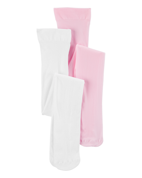 slide 1 of 3, Carter's Girls 2-Pack Tights Pink/White 8-14, 1 ct