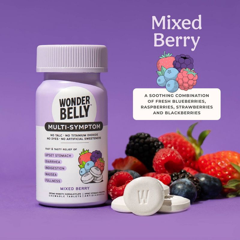 slide 8 of 9, Wonderbelly Multi Digestive Symptom Tablets - Mixed Berry - 48ct, 48 ct