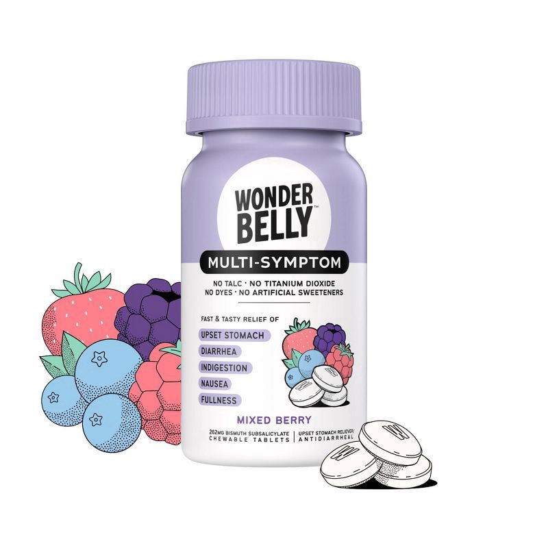 slide 1 of 9, Wonderbelly Multi Digestive Symptom Tablets - Mixed Berry - 48ct, 48 ct