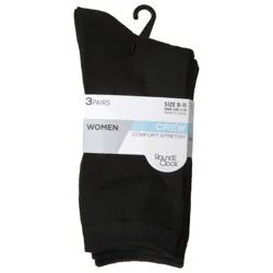 Round the Clock Womens Women Crew Socks Size Name 9-11 3 ea