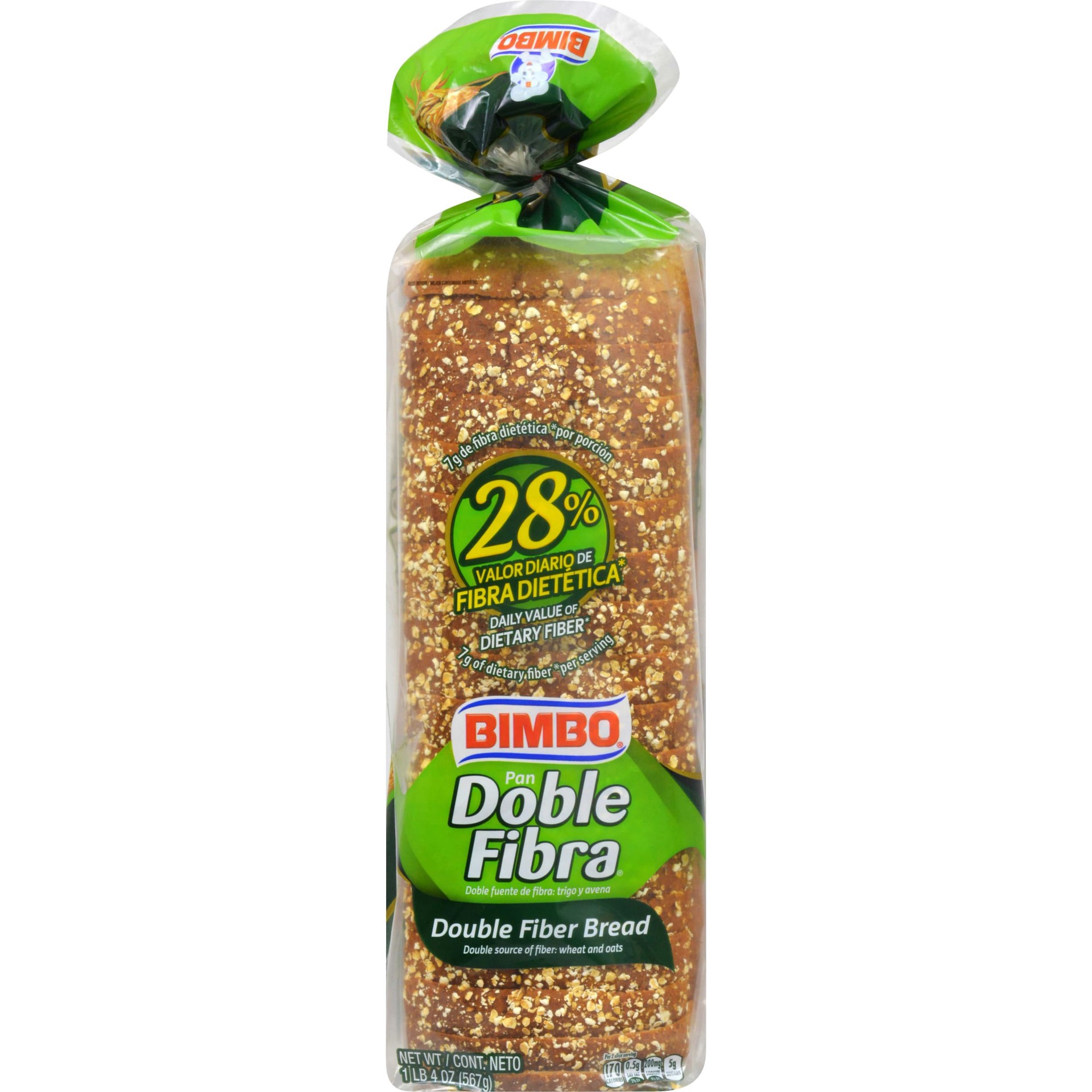 slide 1 of 5, Bimbo Double Fiber Bread, 26.4 oz, Whole Grain White Bread, Bag, 20 oz