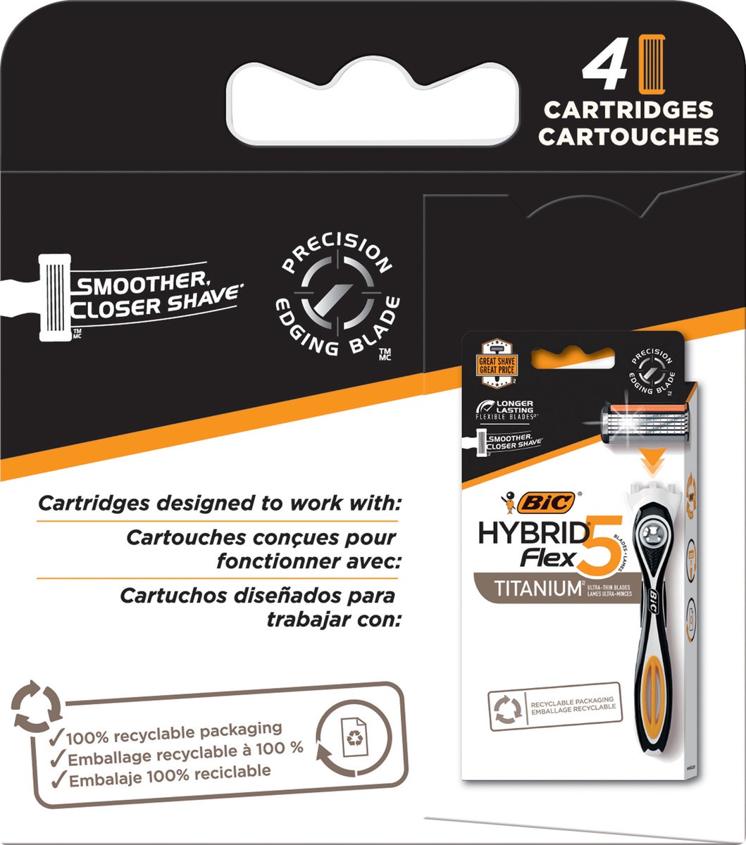 slide 3 of 4, BIC Hybrid Flex 5 Blades Flexible Blades & Cartridges 4 ea, 4 ct