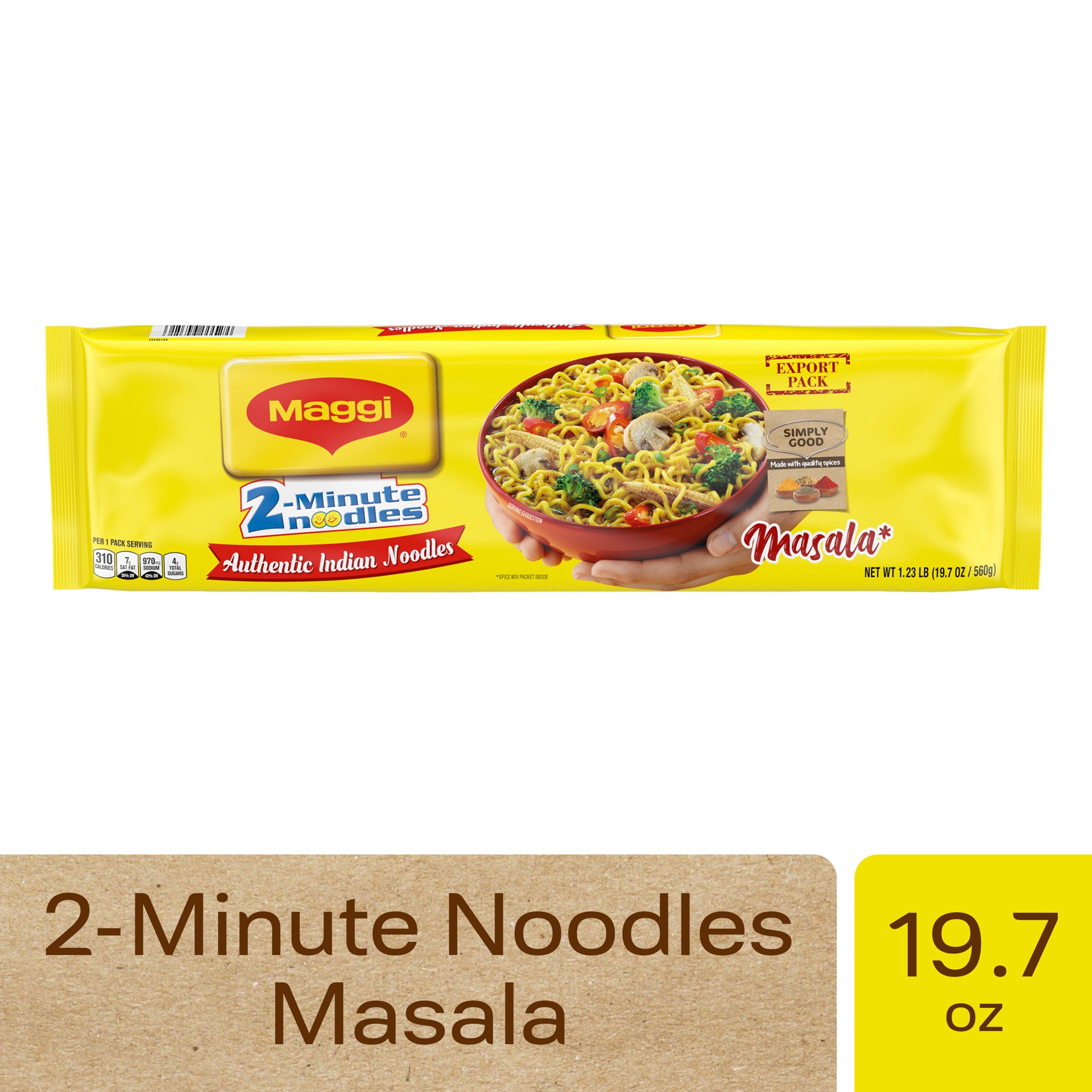 slide 1 of 3, Maggi Export Pack Indian Masala Noodles 19.7 oz, 1 ct