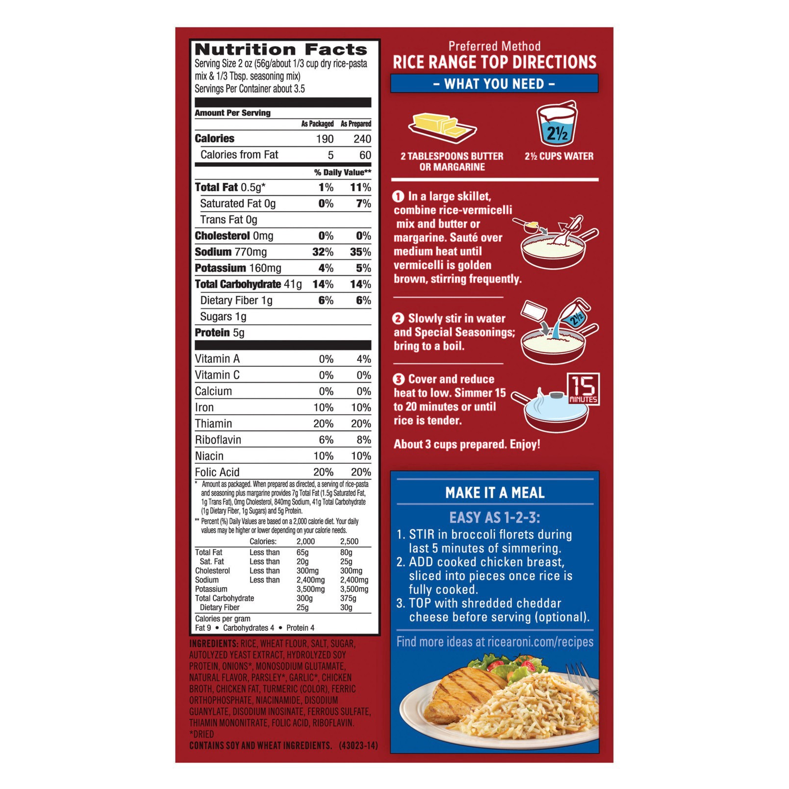 slide 3 of 5, Rice-A-Roni Chicken Flavored Rice Mix - 6.9oz, 6.9 oz