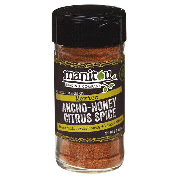 slide 1 of 1, Manitou Trading Company Ancho-Honey Citrus Spice, 2.4 oz