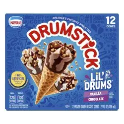 Lil' Drums Vanilla/Chocolate Frozen Dairy Dessert Cones 12 ea