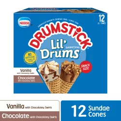 Drumstick Lil' Drums Vanilla And Chocolate With Chocolatey Swirls Sundae Cones