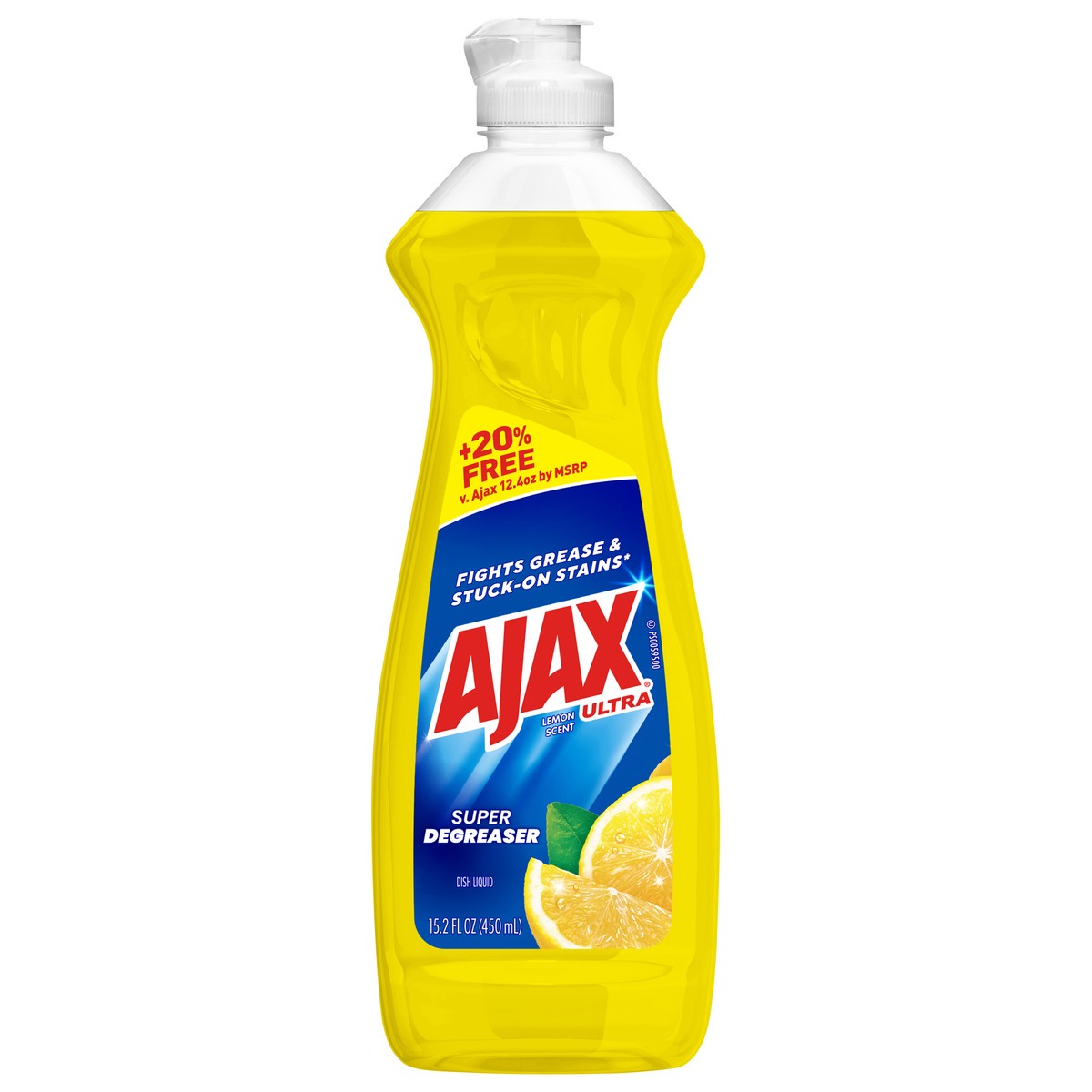 slide 3 of 3, Ajax Ultra Liquid Dish Soap Lemon Scent, Super Degreaser, 15.2 Oz. Bottle, 12.4 oz