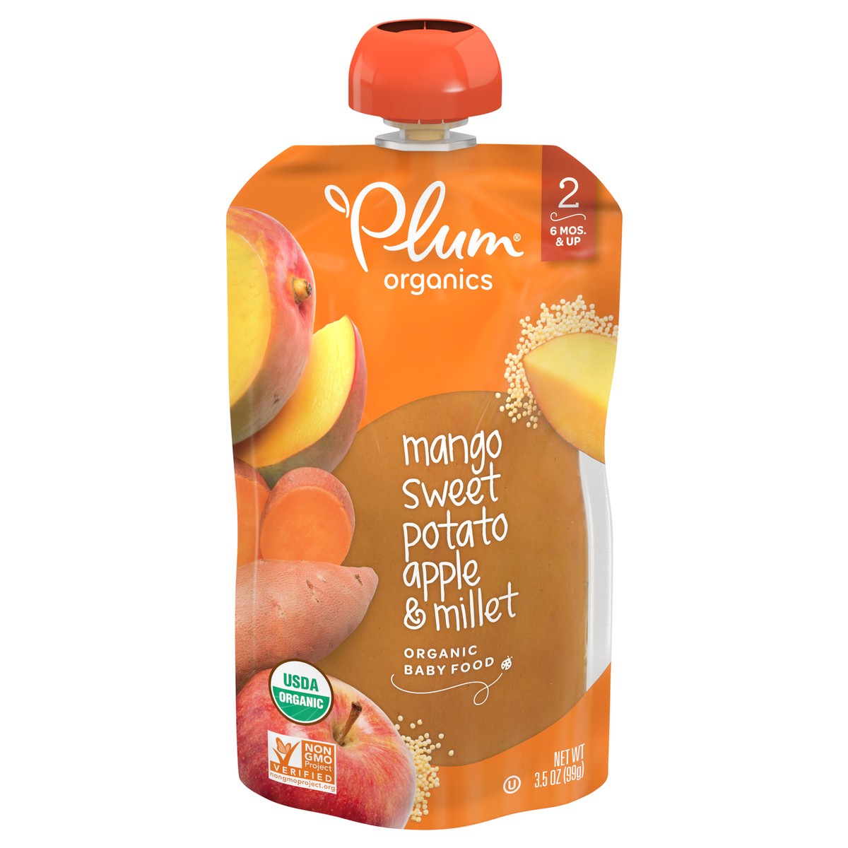 slide 1 of 7, Plum Organics Sweet Potato Mango Millet, 3.5 oz