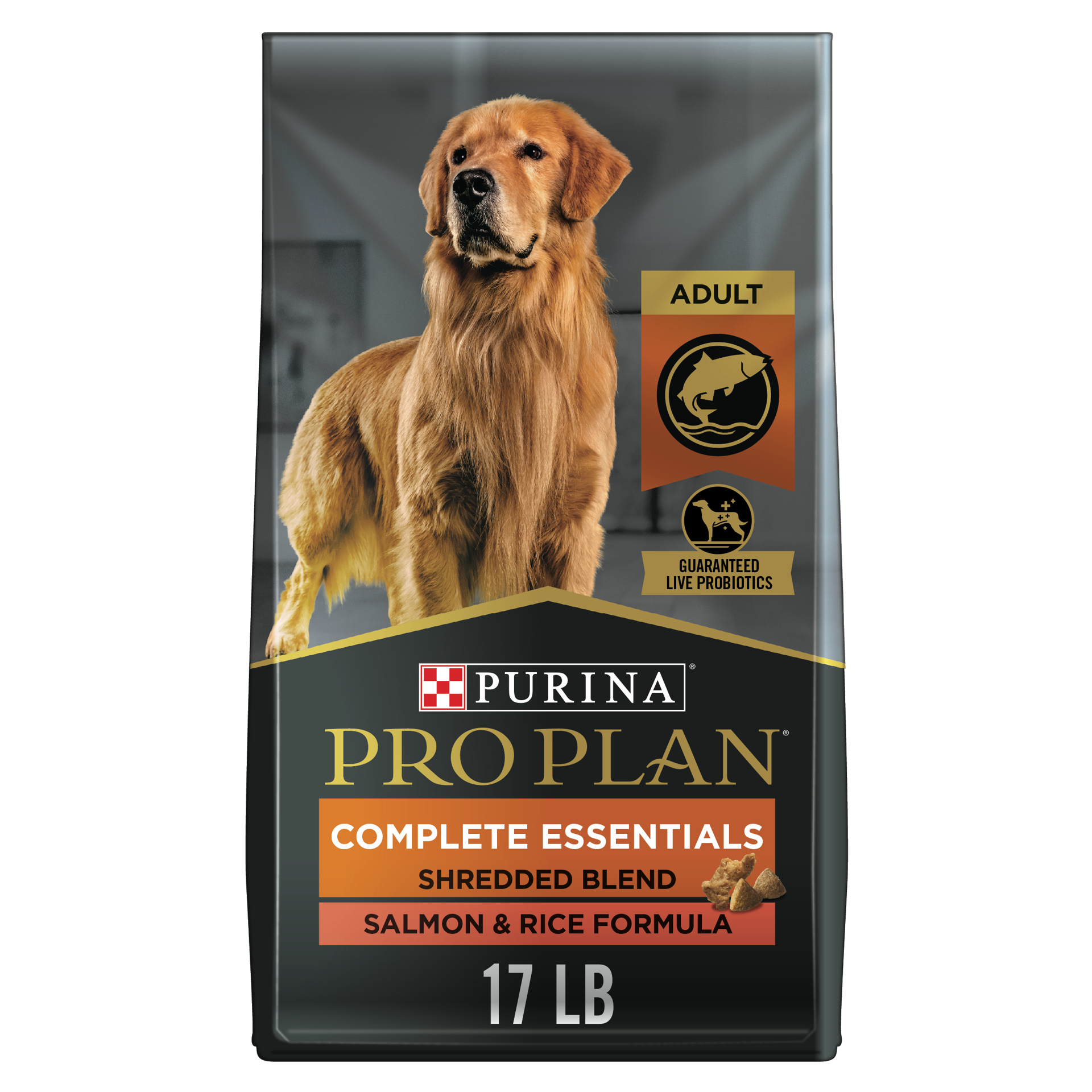 slide 1 of 7, Purina Pro Plan High Protein Dog Food With Probiotics for Dogs, Shredded Blend Salmon & Rice Formula, 17 lb