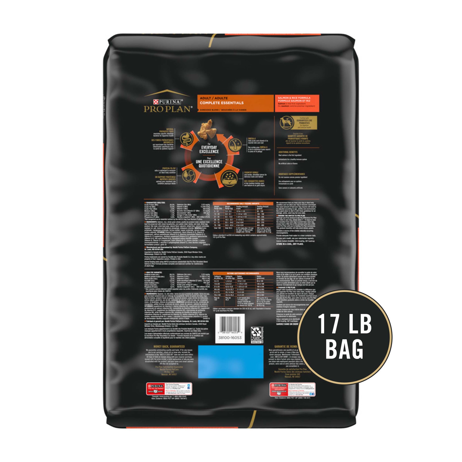 slide 3 of 7, Purina Pro Plan High Protein Dog Food With Probiotics for Dogs, Shredded Blend Salmon & Rice Formula, 17 lb