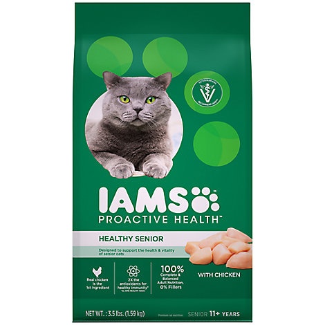 slide 1 of 1, Iams Proactive Health Cat Food Dry For Healthy Senior With Chicken, 3.5 lb