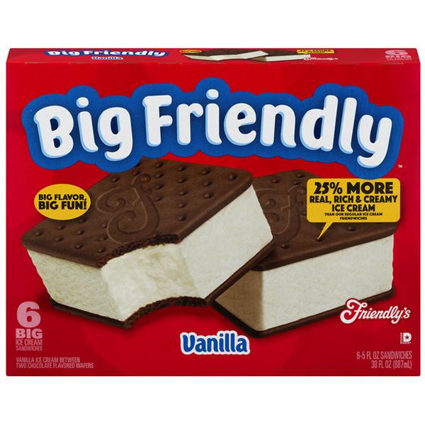 slide 1 of 1, Friendly's Big Vanilla Ice Cream Sandwiches, 30 oz