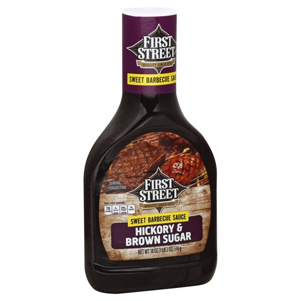 slide 1 of 1, First Street Hickory Brown Sugar Sweet BBQ Sauce, 18 oz