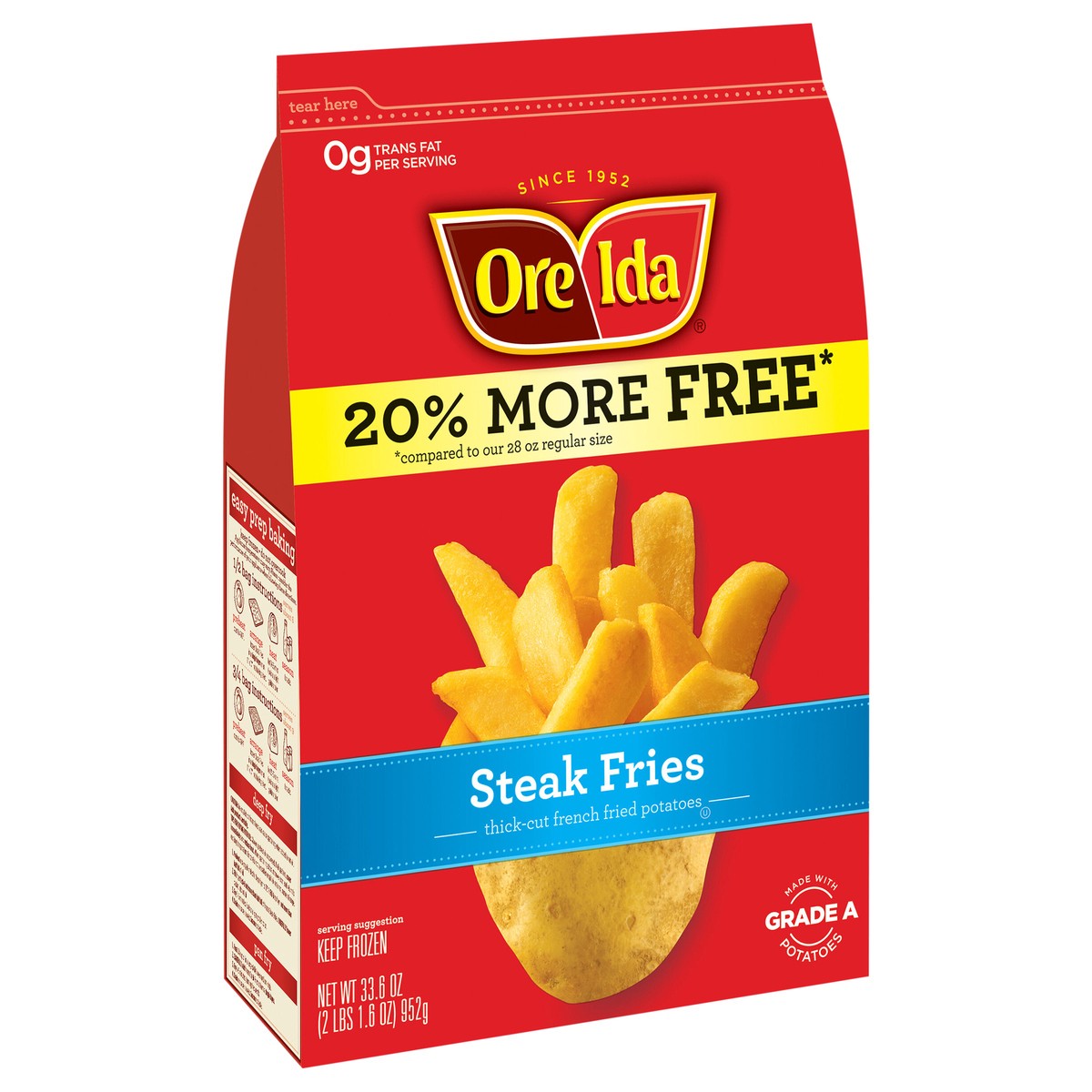 slide 2 of 14, Ore-Ida Steak Fries Thick-Cut French Fried Potatoes 33.6 oz Bag, 33.6 oz