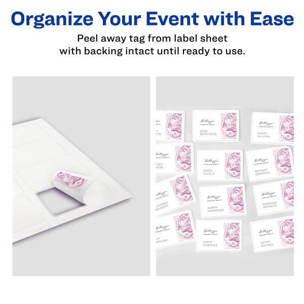 slide 5 of 10, Avery Flexible Self-Adhesive Laser/Inkjet Name Tag Badge Labels, 2 1/3 x 3 3/8, WE, 160 ct