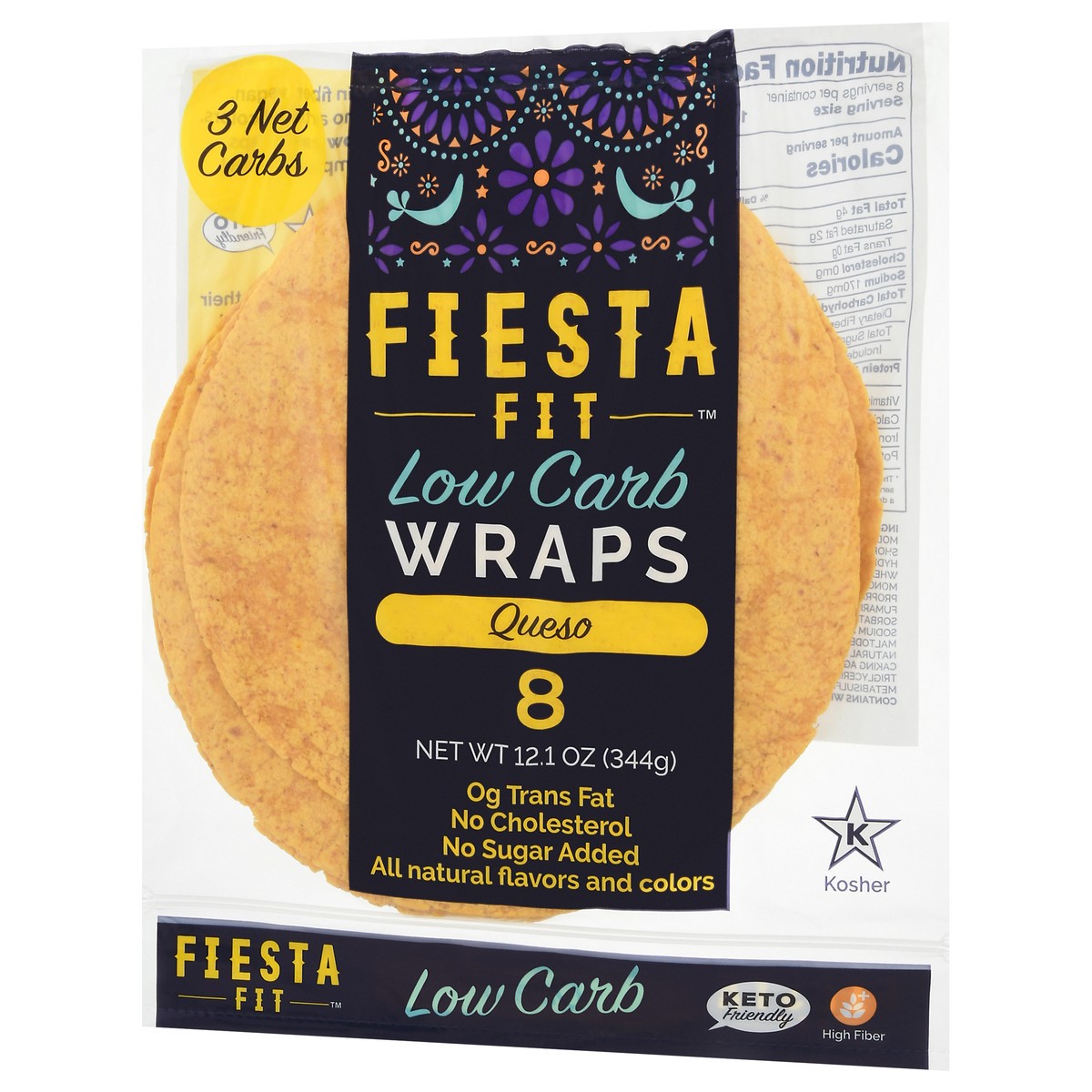 slide 3 of 9, Fiesta Fit Wrap Queso Low Carb, 12.1 oz