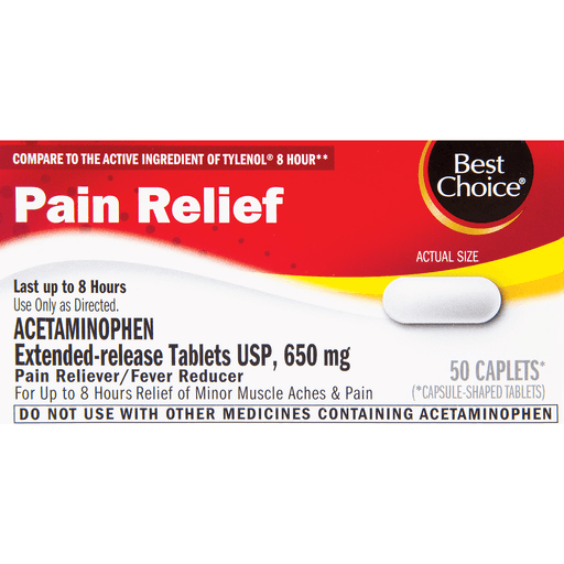 slide 1 of 1, Best Choice Pain Relief 8 Hour Caplets, 50 ct