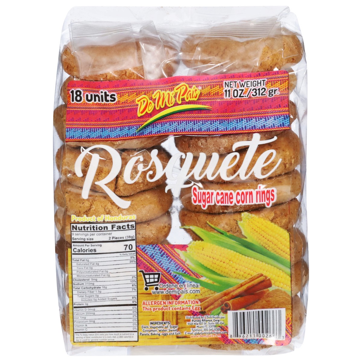 slide 13 of 14, De Mi Pais Rosquete Sugar Cane Corn Rings 18 ea, 18 ct