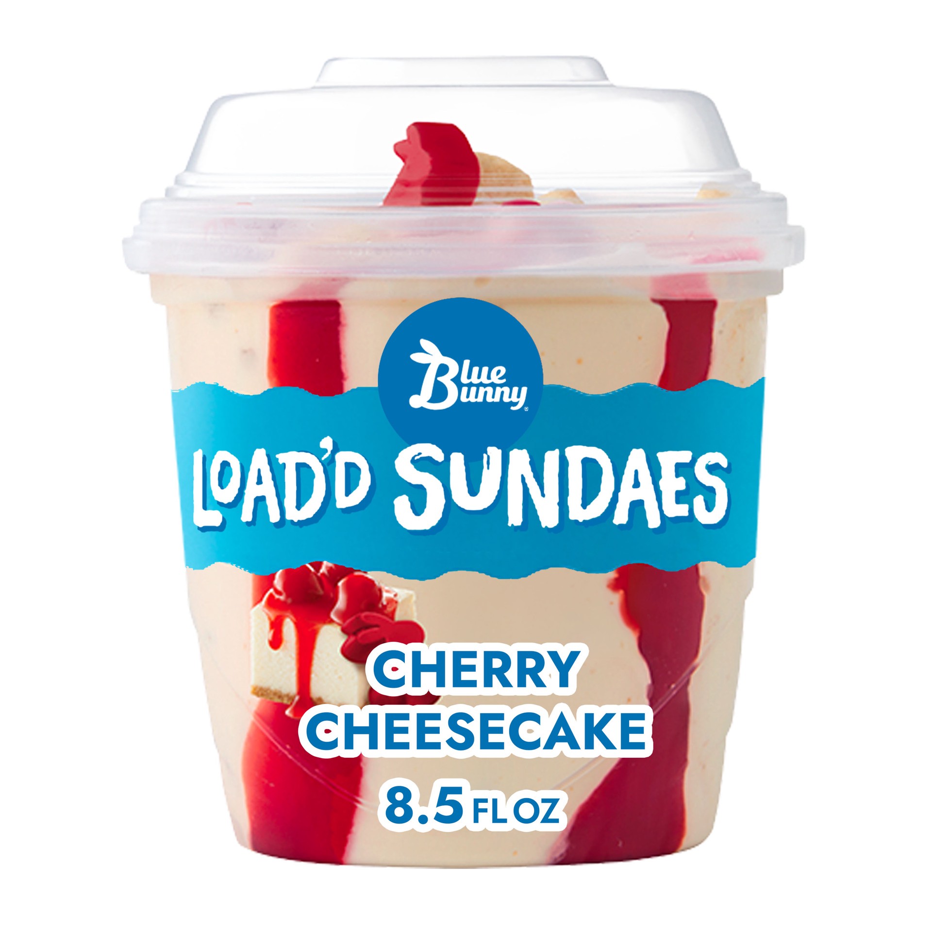 slide 1 of 3, Blue Bunny Load'd Sundaes Cherry Cheesecake Cup, 8.50 fl oz