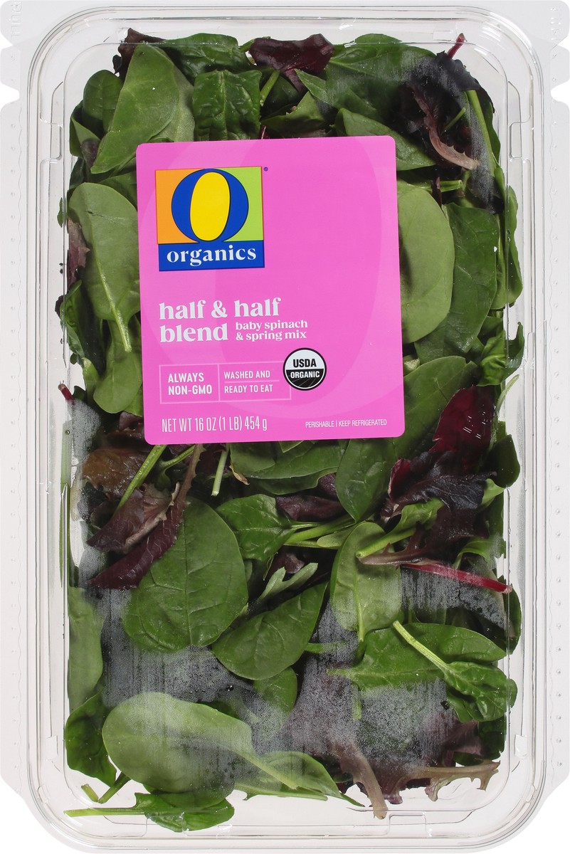 slide 5 of 9, O Organics Organic Half & Half Blend Spring Mix & Baby Spinach, 16 oz