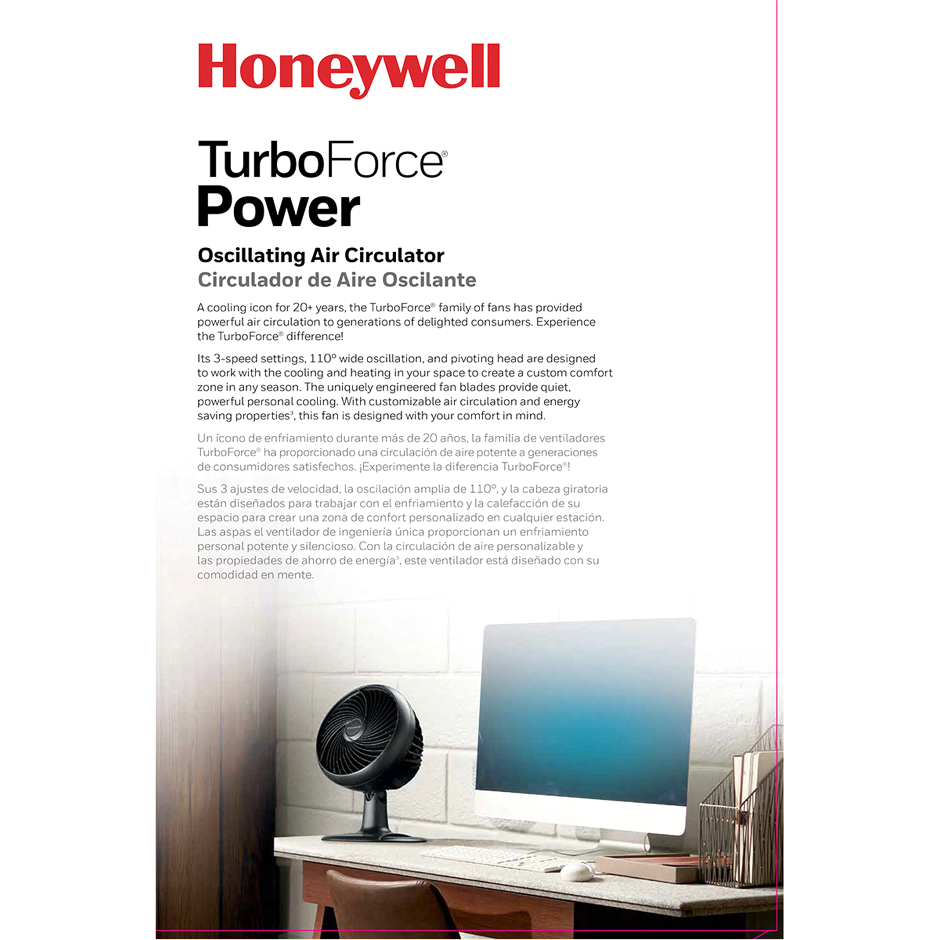 slide 5 of 13, Honeywell HT-906 Turbo Force Oscillating Table Fan, 1 ct