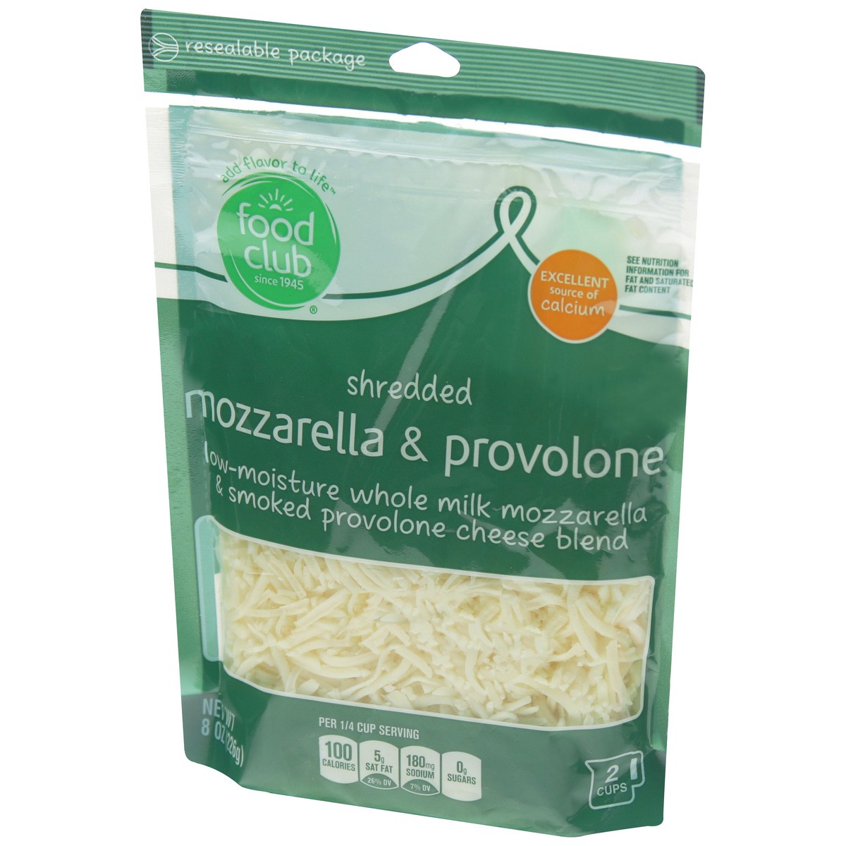 slide 7 of 9, Food Club Shredded Mozzarella & Provolone Cheese Blend, 8 oz