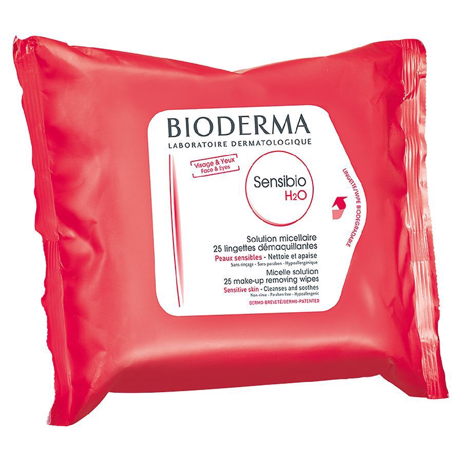 slide 1 of 2, BIODERMA Sensibio H2O Cleansing and Makeup Remover Wipes for Sensitive Skin, 25 ct