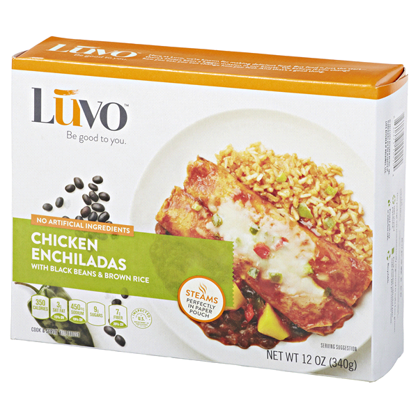 slide 1 of 1, Luvo Chicken Enchiladas with Black Beans & Brown Jasmine Rice, 12 oz