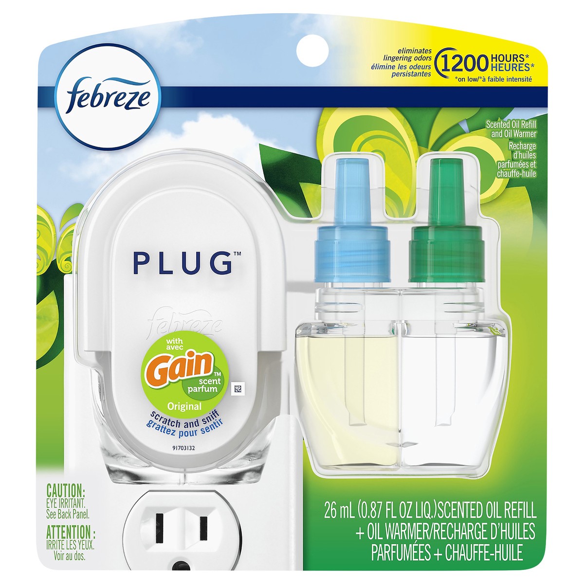 slide 1 of 4, Febreze Plug Original With Gain Scent Scented Oil Refill And Oil Warmer, 0.88 fl oz