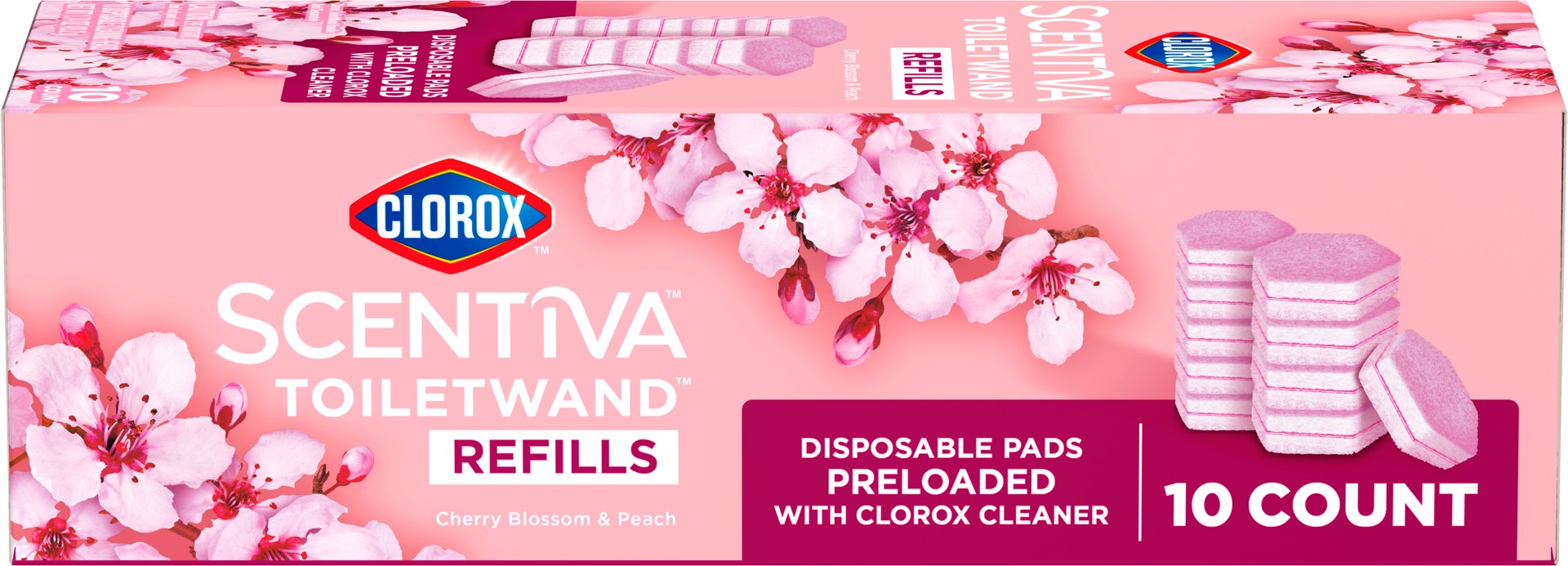 slide 1 of 5, Scentiva ToiletWand Refills, Cherry Blossom and Peach, 10 Count, 10 ct