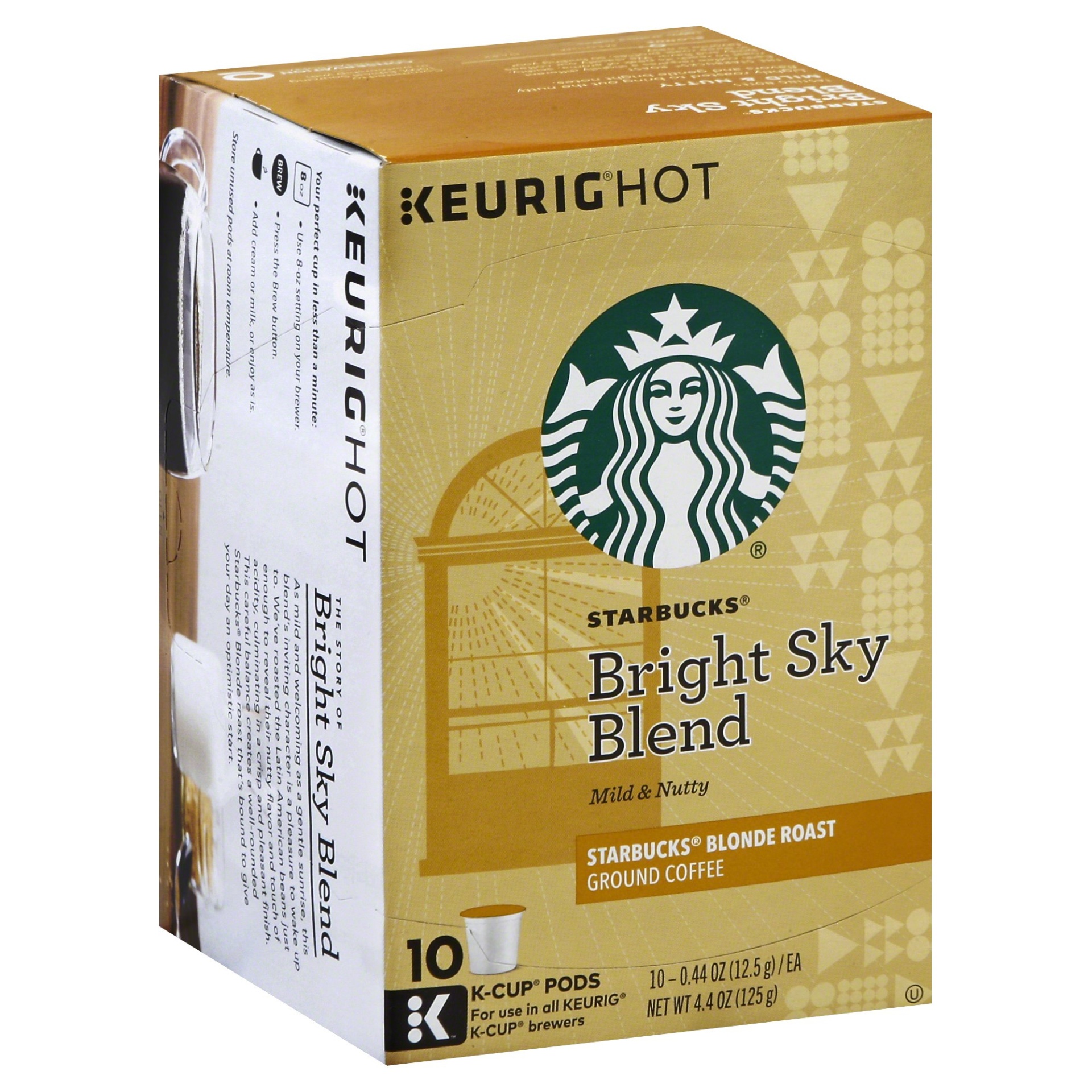 slide 1 of 7, Starbucks Bright Sky Blend Ground Coffee K-Cup Pods, 10 ct; 0.44 oz